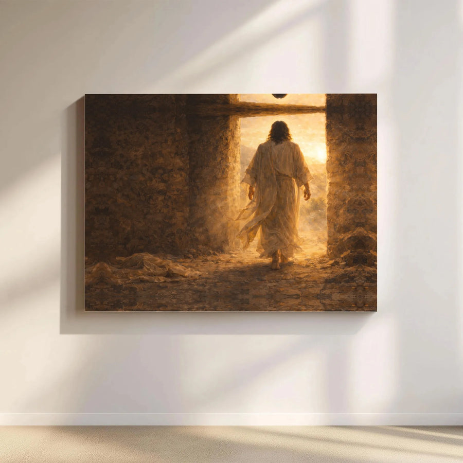 Jesus Resurrection Canvas Print | He is Risen Empty Tomb Wall Art | Premium Thick Gallery Wrap Canvas | Inspirational Christian Home Decor Gift