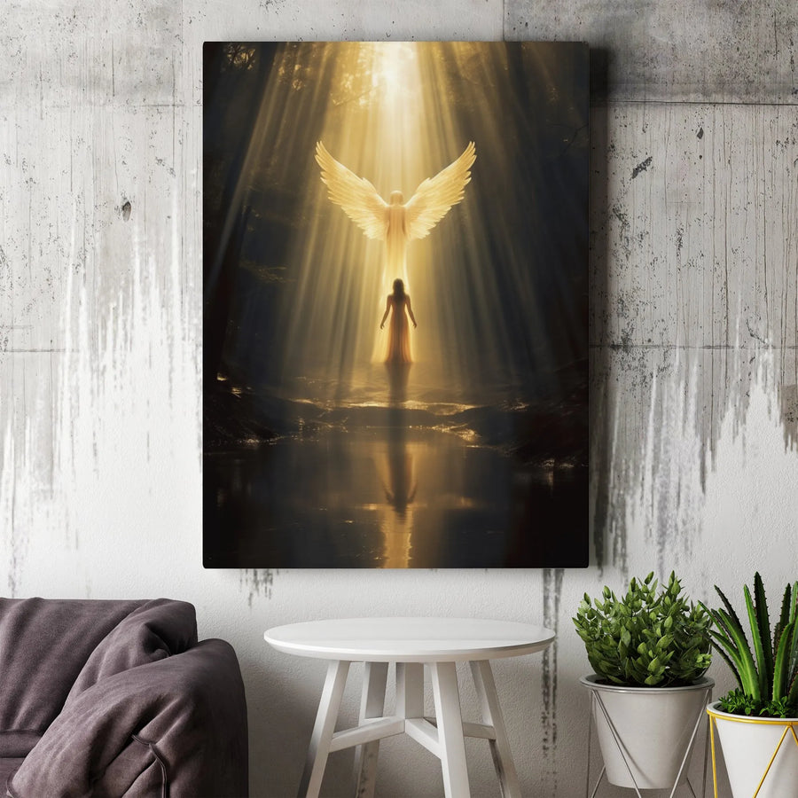 Guardian Angel Canvas Print | Spiritual Forest Light Wall Art | 1.25 Inch Premium Gallery Wrap | Inspirational Home Decor Gift