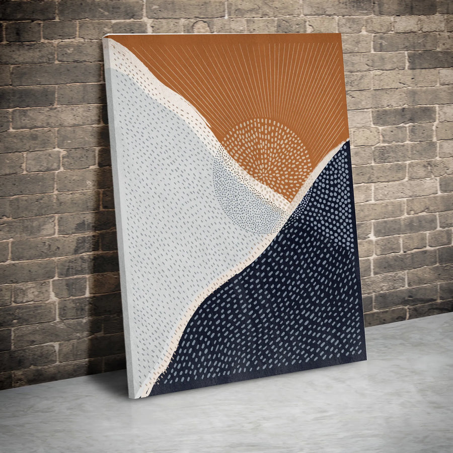 Boho Mountain Sunset Canvas Print | Abstract Geometric Landscape Wall Art | Premium Thick Gallery Wrap | Modern Home Decor Gift
