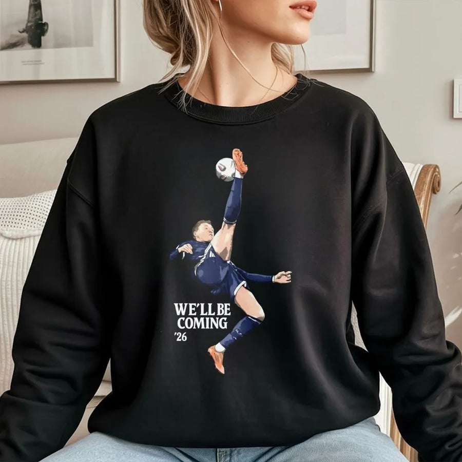 Scottish Football Sweatshirt | Tartan Army Bicycle Kick Graphic | Premium Unisex Crewneck | World Cup 2026 Soccer Fan Gift
