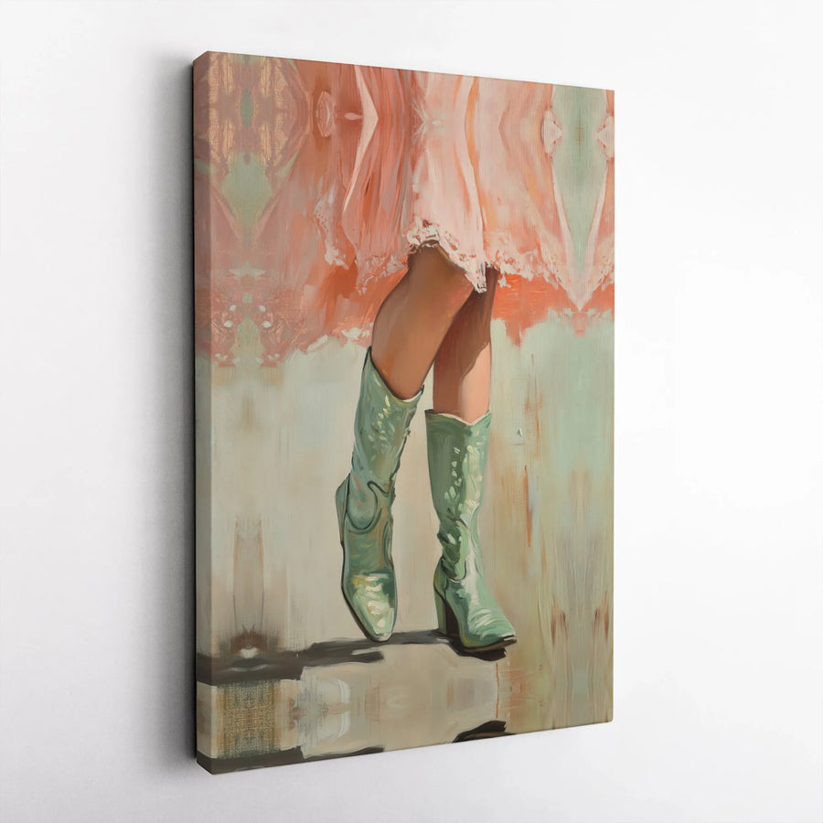 Cowboy Boots Wall Art | Impressionist Fashion Canvas Print | Premium Gallery-Wrapped Decor | Western Boho Gift for Women