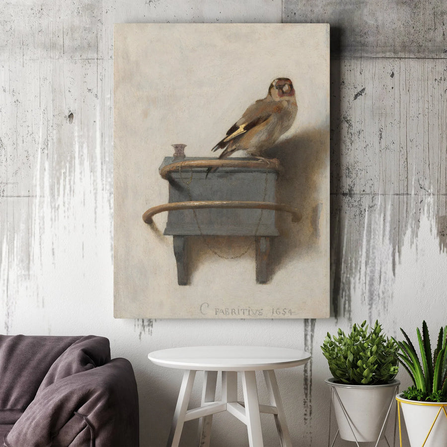 The Goldfinch Canvas Wall Art | Carel Fabritius Famous Dutch Golden Age Painting | Premium Thick Gallery Wrap Canvas | Collector's Fine Art Home Decor