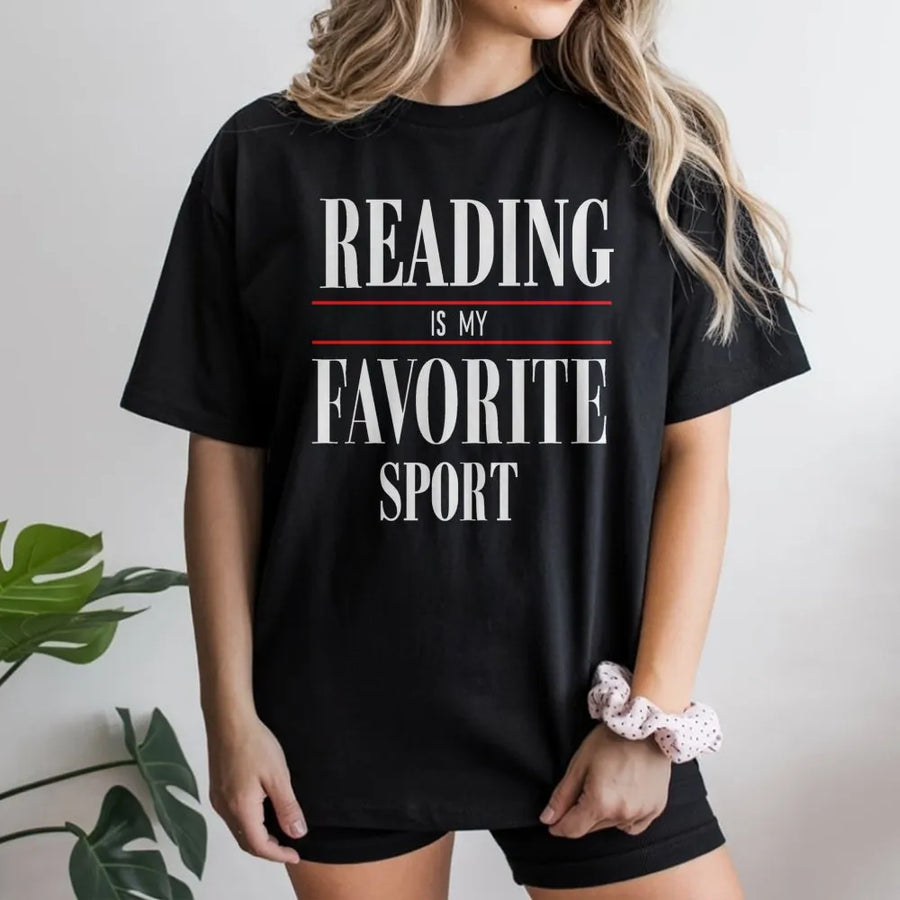 Reading Is My Favorite Sport T-Shirt | Bookish Typography Graphic Tee | Premium Soft Cotton Shirt | Bookworm Gift for Librarian and Reader