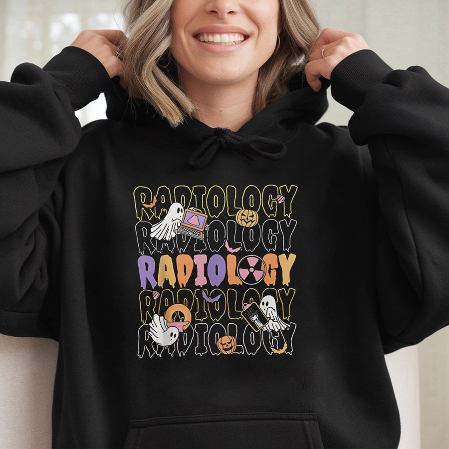 Radiology Halloween Hoodie | Spooky Medical Tech Graphic Design | Soft Cotton-Poly Blend | Premium Gift for Rad Tech Students & Professionals