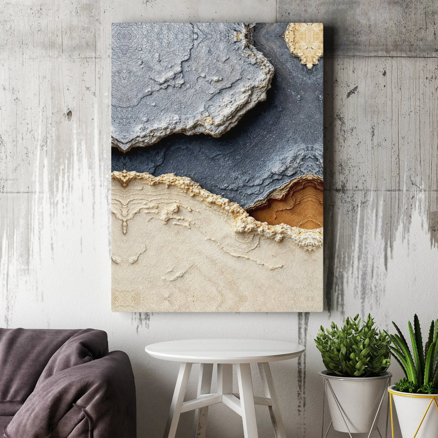 Abstract Geological Canvas Print | Layered Mineral and Stone Texture Art | Premium Gallery Wrapped Canvas | Modern Living Room & Office Decor Gift