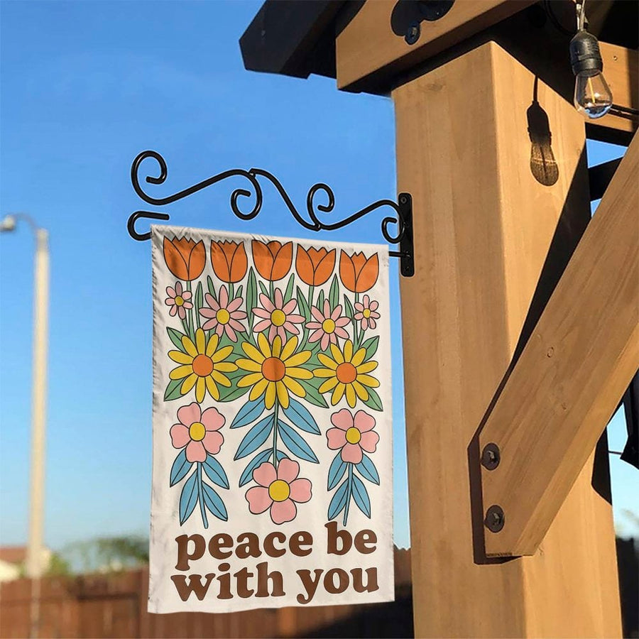 Peace Be With You Garden Flag | Retro Floral Yard Decor | Weather-Resistant Premium Polyester | Welcome House Flag for Outdoor Garden