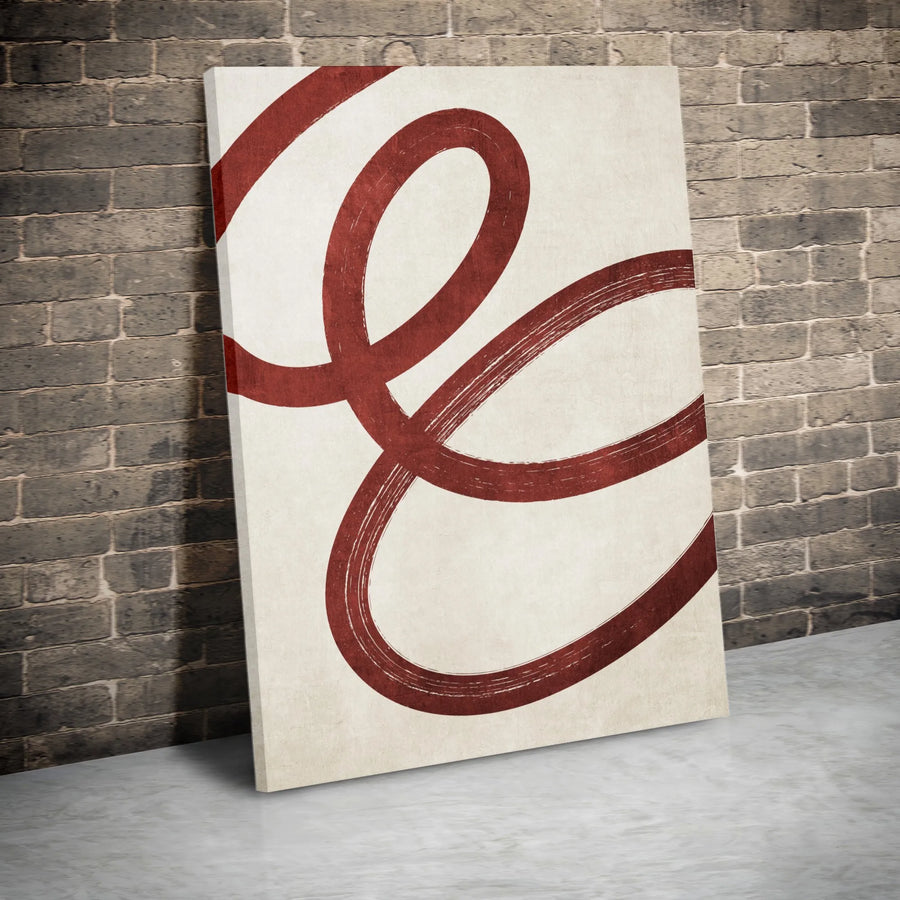Abstract Zen Brushstroke Canvas | Modern Red Swirl Wall Art | Premium 1.25" Thick Gallery Canvas | Minimalist Home Decor Gift