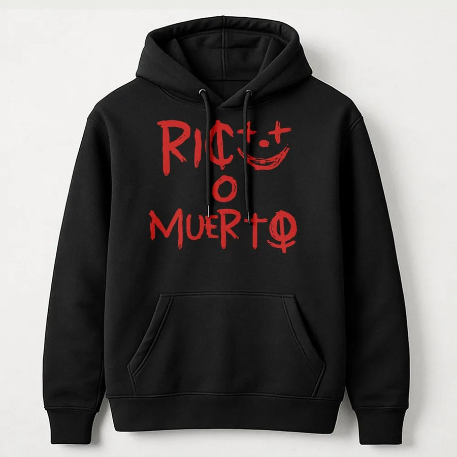 Rico O Muerto Hoodie | Edgy Urban Streetwear Graphic | Premium Cotton Blend | Unisex Gift for Urban Fashion Lovers