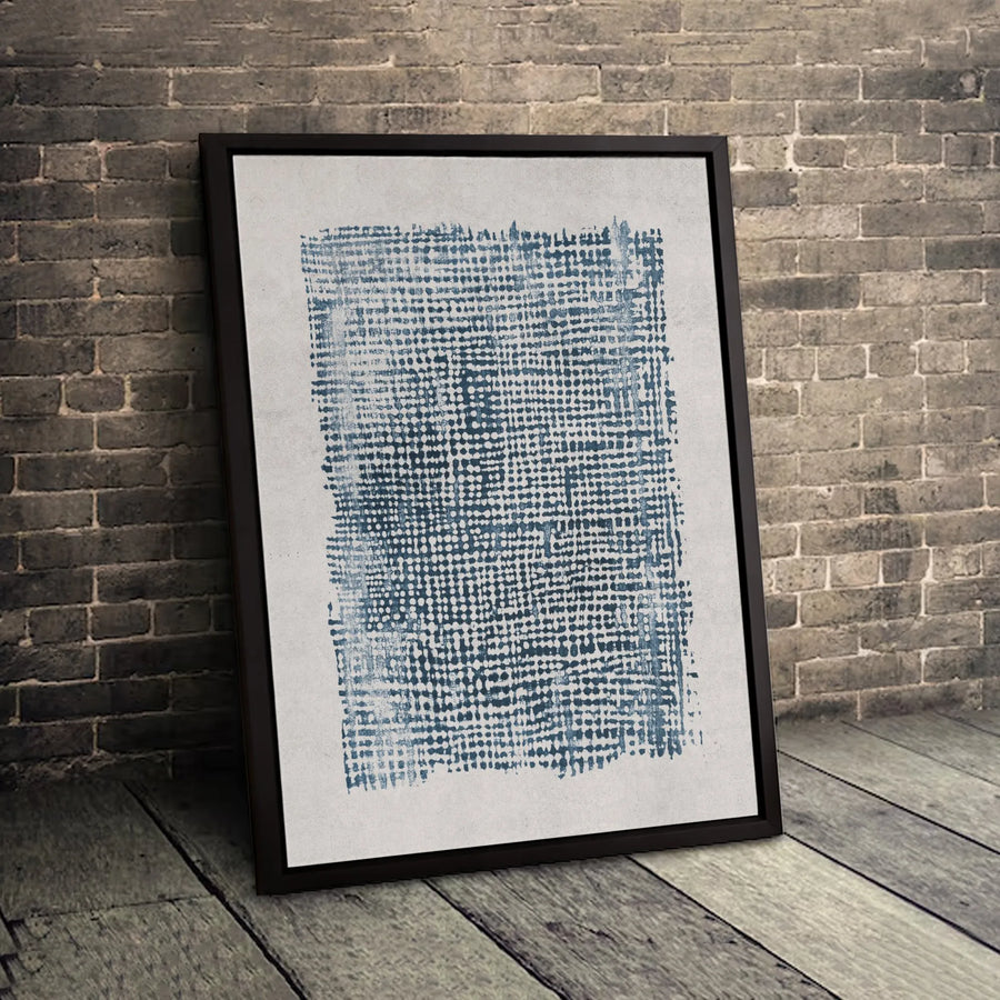 Abstract Indigo Blue Woven Dot Canvas Art | Modern Textured Geometric Print | 1.25 Inch Gallery Wrap | Minimalist Home Decor Gift