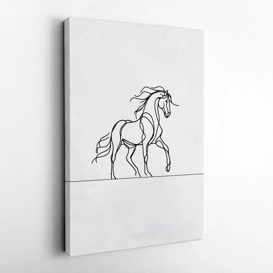 Minimalist Horse Canvas Art | Single Line Drawing Wall Decor | Premium Gallery Wrap Print | Modern Equestrian Gift for Home Office
