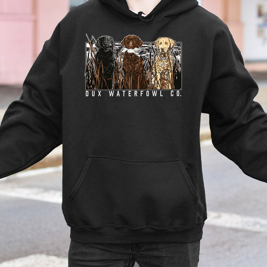 Labrador Retriever Hunting Hoodie | Trio Waterfowl Dog Graphic | Premium Cotton Blend | Gift for Duck Hunters and Outdoor Enthusiasts