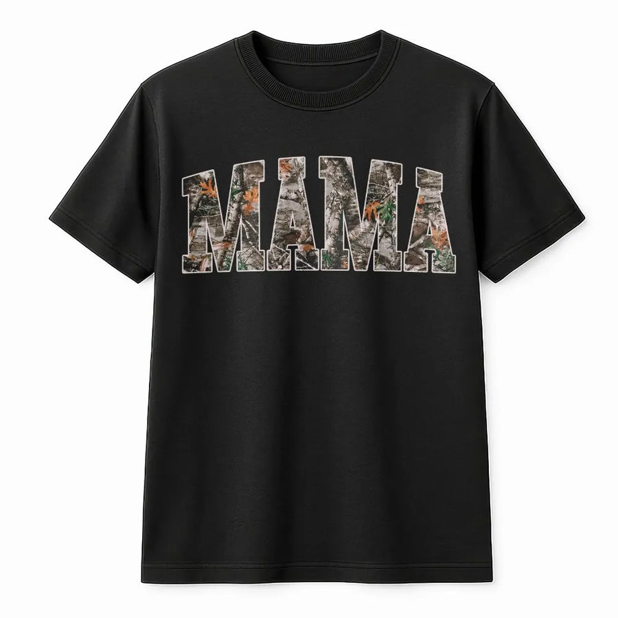 Mama Camo T-Shirt | Hunting Woodland Graphic Sweatshirt | Cozy Cotton-Poly Blend | Gift for Outdoor Mom