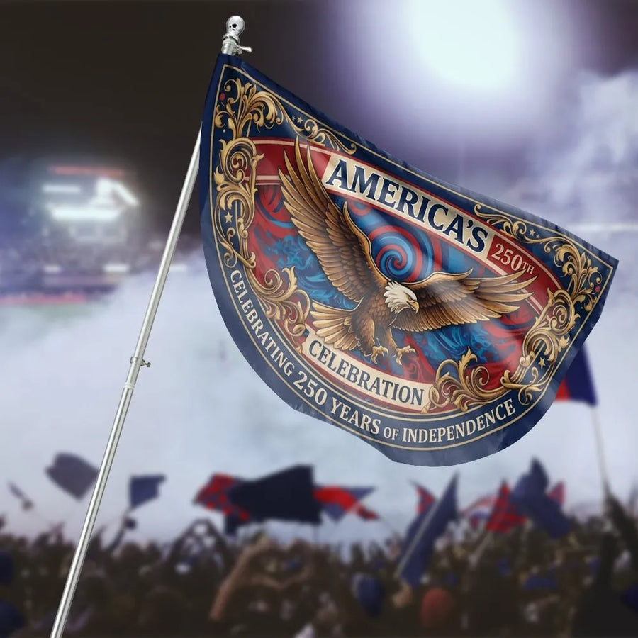 America 250th Anniversary Flag | Patriotic Eagle Commemorative Design | Weather-Resistant Outdoor Banner | Collector's Yard & Porch Decor
