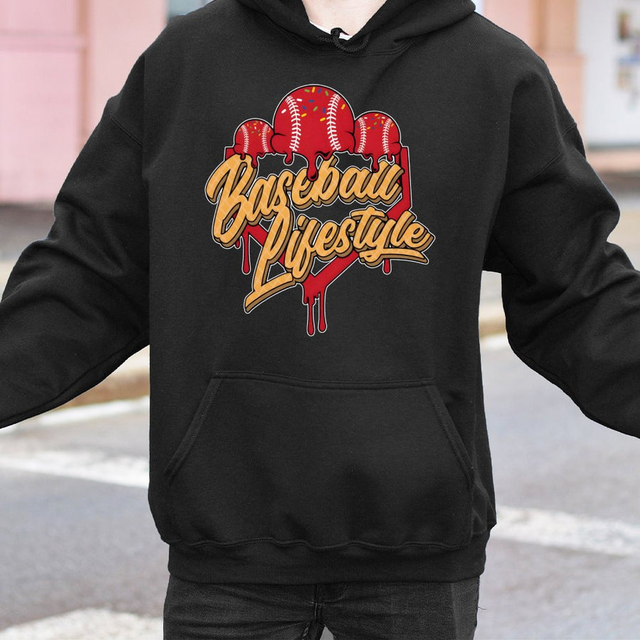 Baseball Lifestyle Hoodie | Melting Ice Cream Ball Design | Premium Cotton Blend | Gift for Baseball Players and Softball Fans