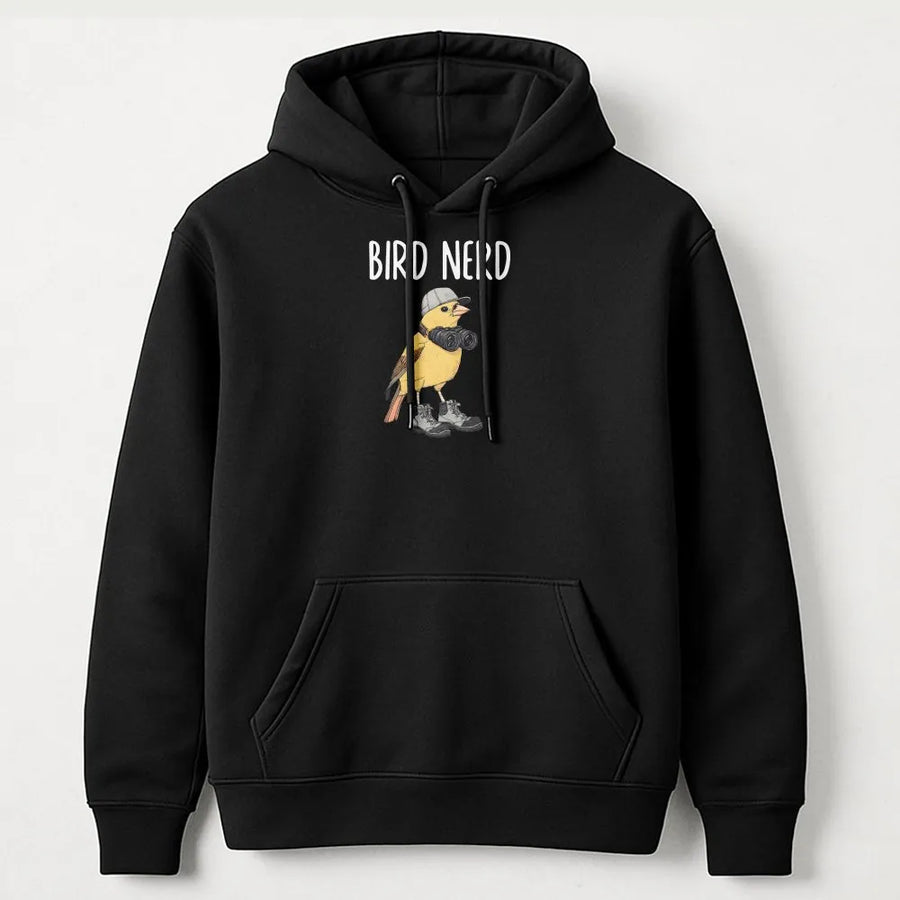 Bird Nerd Hoodie | Funny Bird with Binoculars Graphic | Premium Cotton Blend | Gift for Bird Watcher & Twitcher
