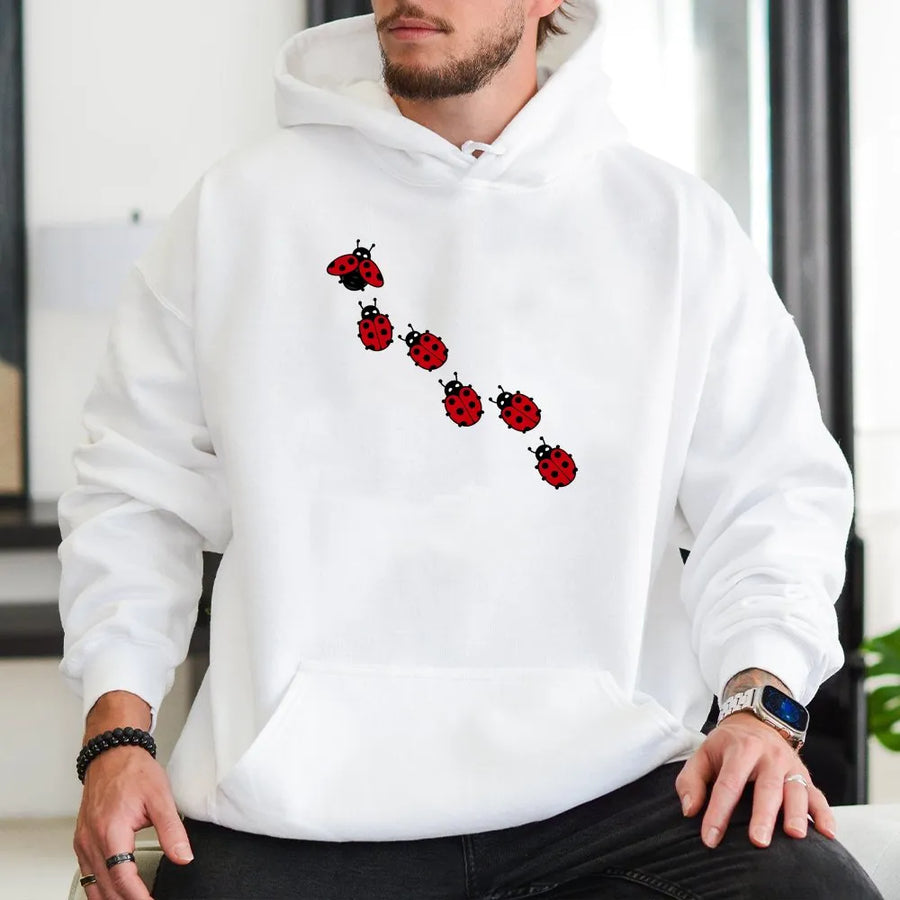 Ladybug Graphic Hoodie | Minimalist Insect Art Print | Soft Cotton-Blend Pullover | Trendy Nature Lover Gift For Her