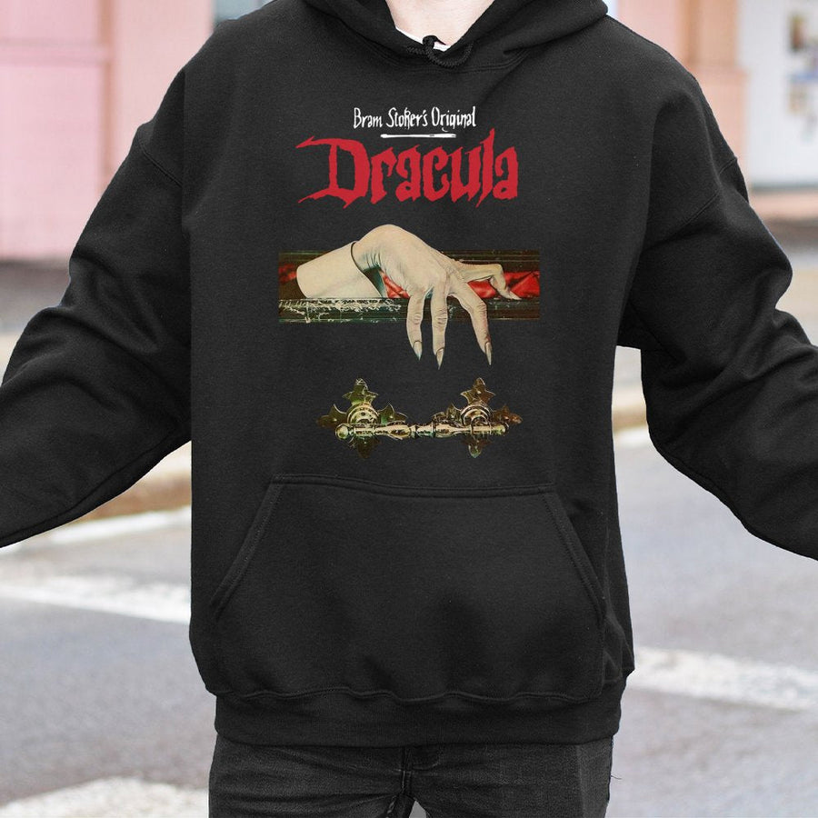 Dracula Graphic Hoodie | Classic Horror Novel Gothic Design | Premium Cotton-Blend Pullover | Scary Halloween Gift for Horror Fans
