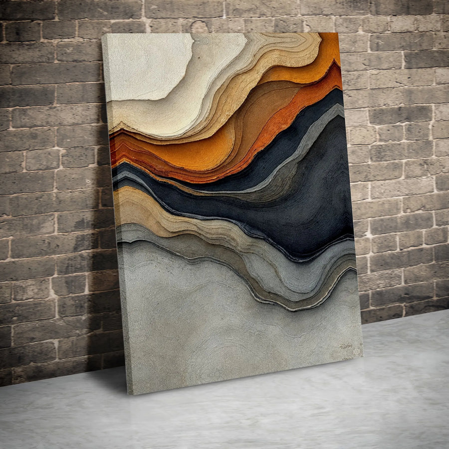 Abstract Sand Dune Canvas Wall Art | Layered Earth Tone Texture | Premium Gallery Wrap Print | Modern Minimalist Living Room Decor