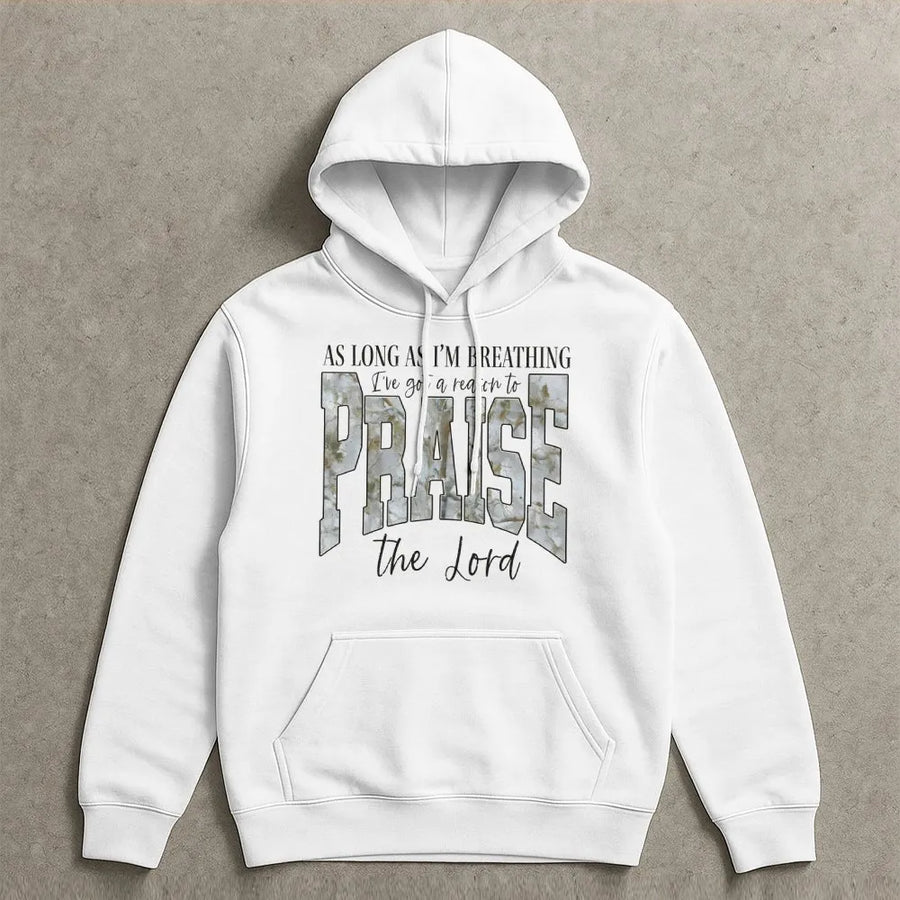Praise The Lord Christian Hoodie | Marble Texture Faith Graphic Sweatshirt | Soft Cotton Blend | Religious Worship Gift for Women Men