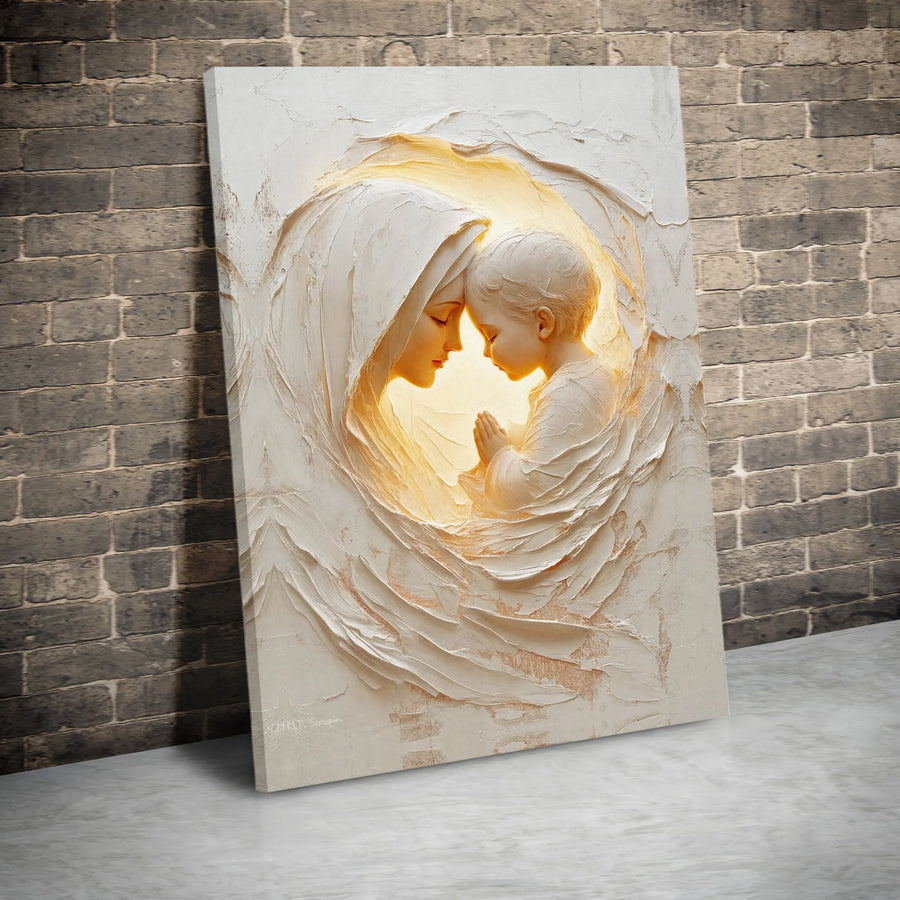 Virgin Mary and Child Jesus Canvas Art | Textured Religious Wall Decor | Premium Fade-Resistant Print | Spiritual Gift for Home Interior