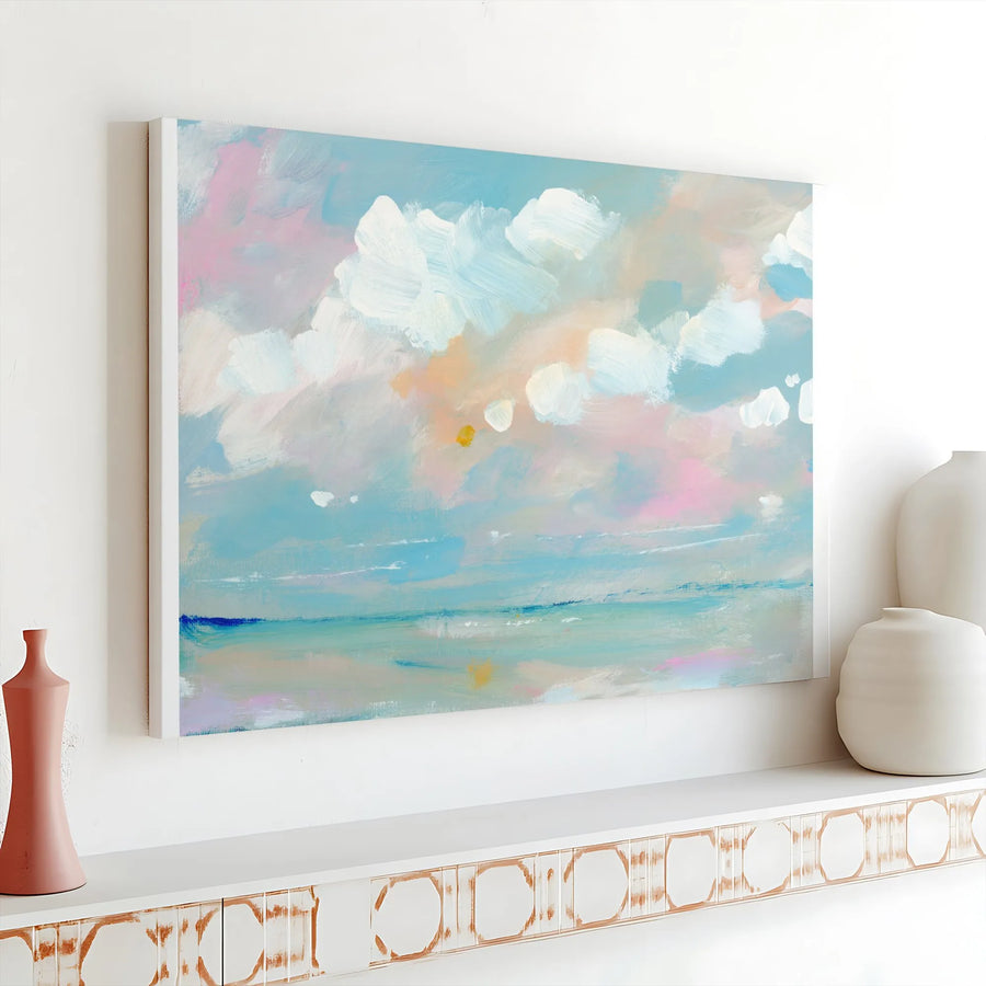 Abstract Seascape Canvas Print | Textured Brushstroke Ocean Art | Premium Gallery Wrapped Canvas | Modern Coastal Home Decor Gift