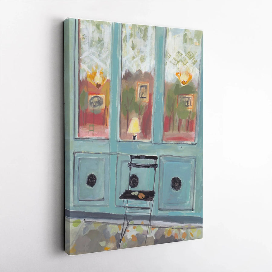 Parisian Cafe Canvas Wall Art | Impressionist Paris Scene Painting | Gallery Quality Canvas Print | Unique Gift for Paris Lover