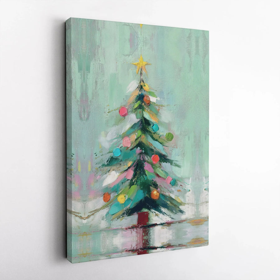 Abstract Christmas Tree Canvas Art | Painterly Holiday Wall Decor | Gallery Wrapped Premium Print | Festive Modern Seasonal Gift for Home