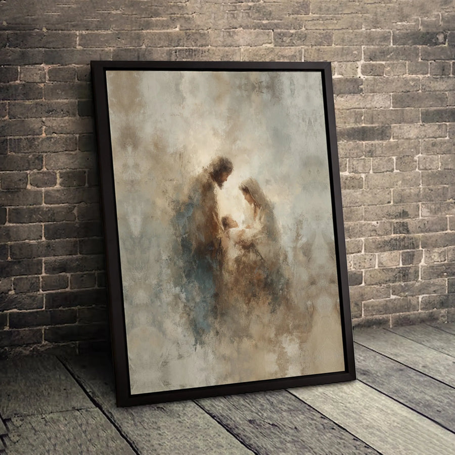 Nativity Scene Canvas Print | Abstract Holy Family Wall Art | Premium Fade-Resistant Gallery Wrap | Christian Home Decor Gift