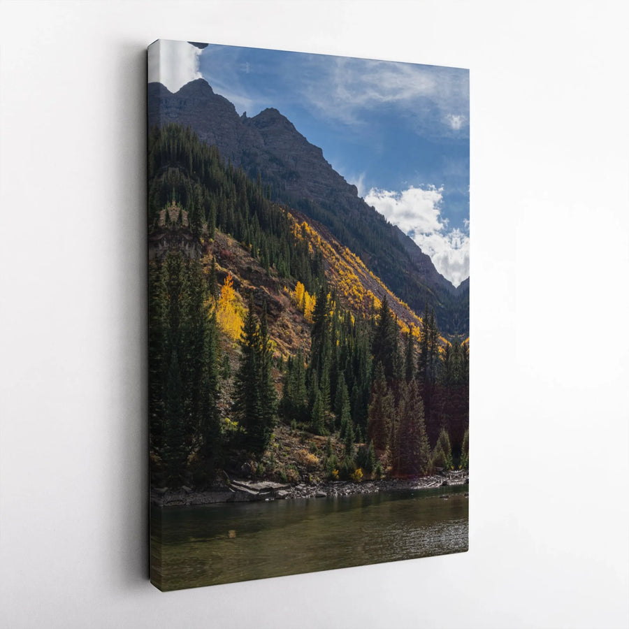 Mountain Landscape Canvas Wall Art | Autumn Aspen Trees Scenery | Premium Gallery Wrapped Canvas | Rustic Home & Cabin Decor Gift