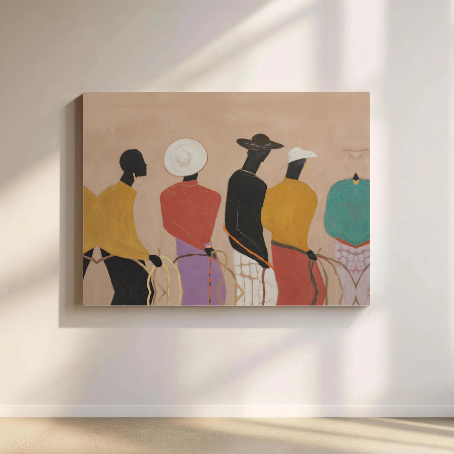 African Figures Canvas Wall Art | Modern Minimalist Cultural Decor | Premium Gallery Wrap Print | Unique Living Room Home Decor Gift
