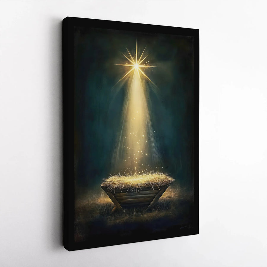 Nativity Manger Canvas Print | Star of Bethlehem Christmas Wall Art | Gallery-Quality 1.25" Profile | Religious Holiday Gift for Home Decor