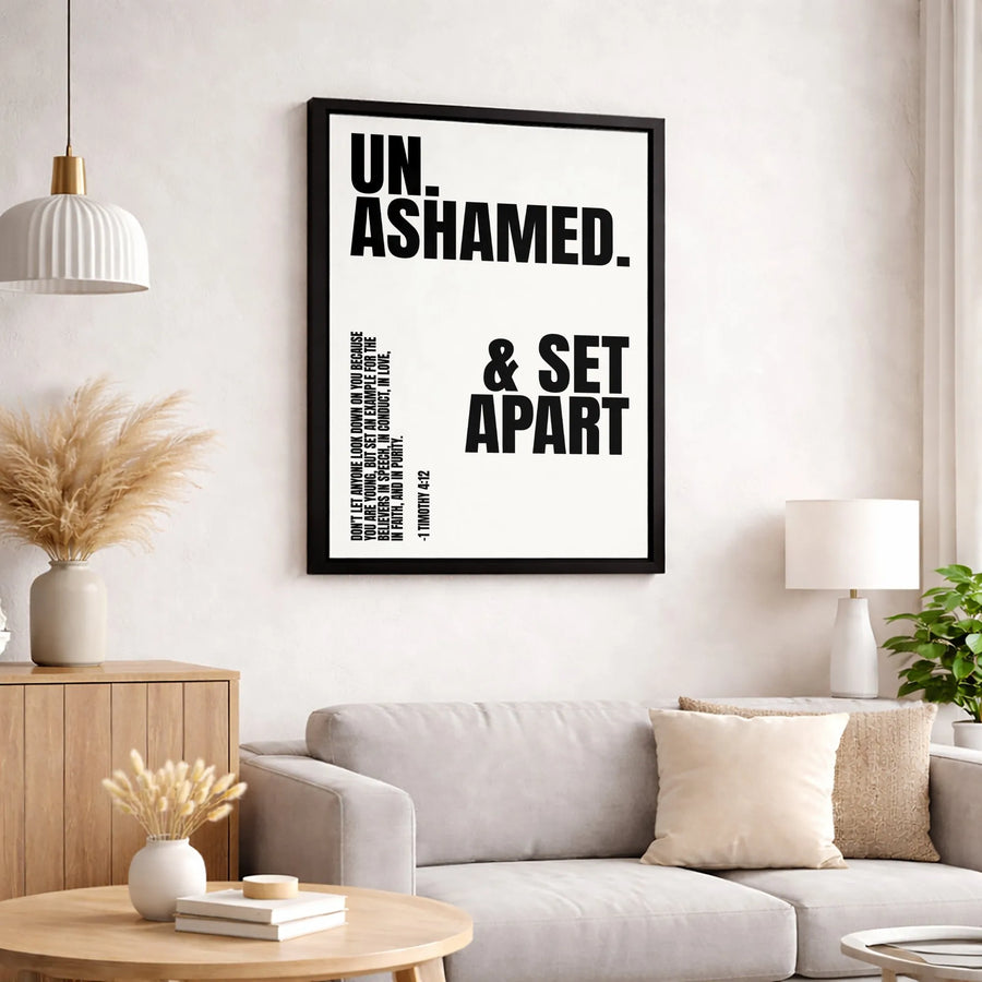 Unashamed & Set Apart Canvas | 1 Timothy 4:12 Bible Verse Wall Art | Premium Gallery Wrapped Decor | Inspirational Christian Gift for Believers