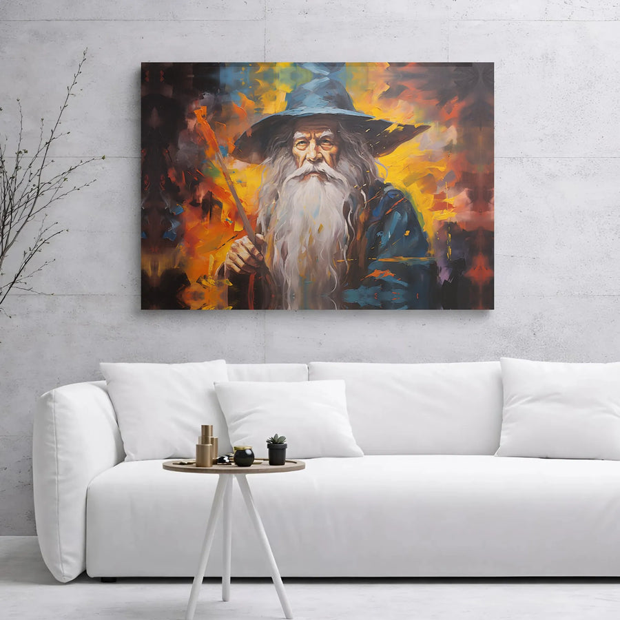Wizard Wall Art Canvas | Abstract Fantasy Oil Painting Print | Premium Gallery Wrap Decor | Gift For Fantasy Lovers