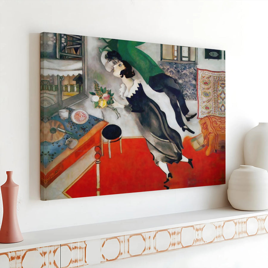 Marc Chagall The Birthday Canvas Print | Floating Lovers Romantic Wall Art | Gallery Wrapped Premium Decor | Perfect Gift For Art Lovers