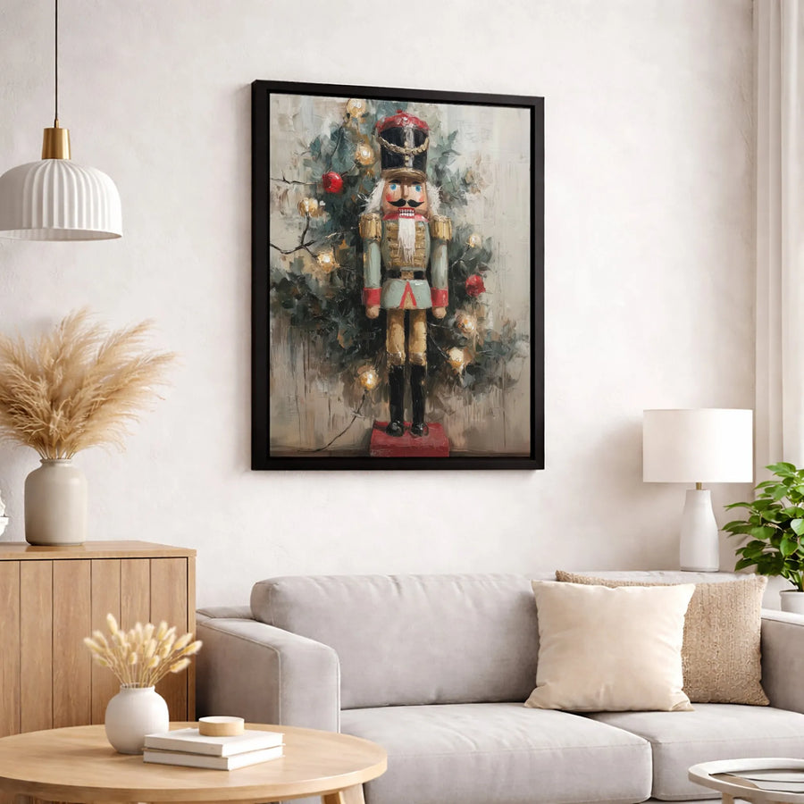 Nutcracker Soldier Canvas Print | Impressionist Christmas Tree Wall Art | Premium Gallery Wrapped Decor | Festive Holiday Home Gift