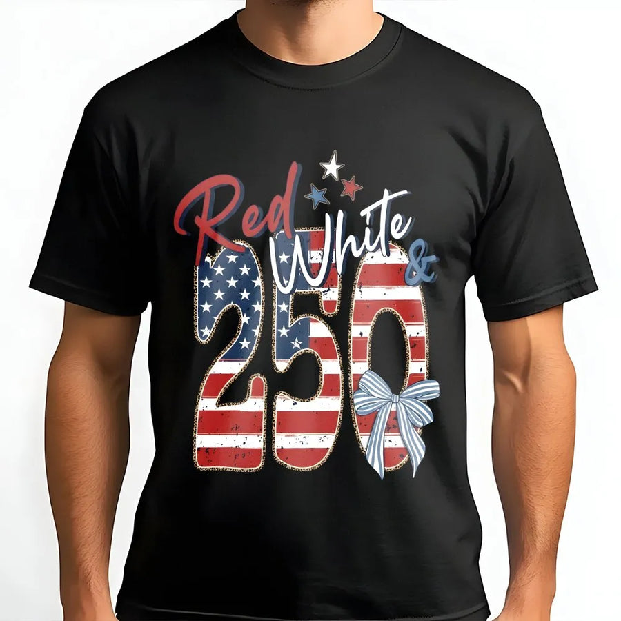 USA 250th Anniversary T-Shirt | Patriotic Red White & Blue Flag Graphic | Premium Cotton Blend | Commemorative 4th of July Gift