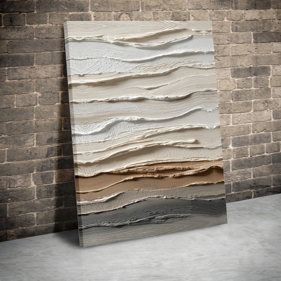 Textured Abstract Canvas Print | Minimalist Neutral Tones 3D Effect Art | Premium Fade-Resistant Ink | Modern Living Room Wall Decor Gift