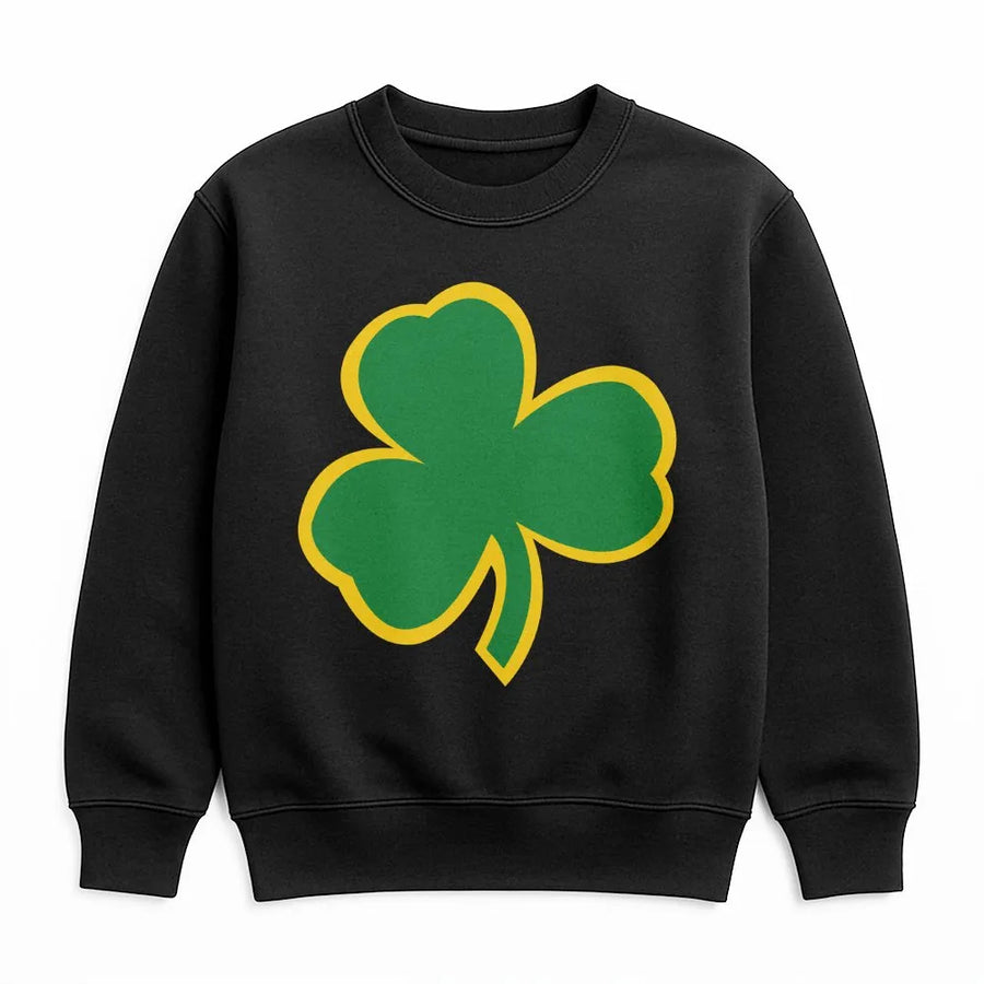 St Patricks Day Shamrock Sweatshirt | Bold Green and Gold Clover Graphic | Soft Cotton Blend Cozy Pullover | Festive Irish Gift, Unisex Fit