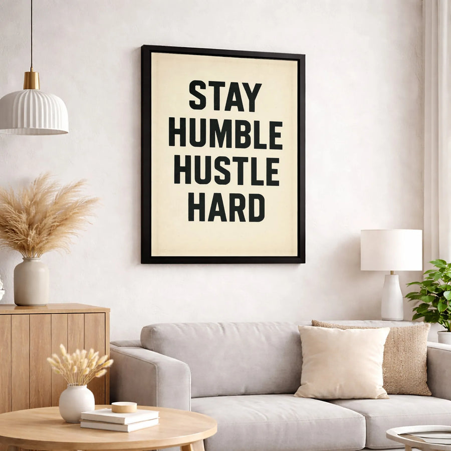 Stay Humble Hustle Hard Canvas Wall Art | Motivational Typography Print | Premium Gallery Wrapped Decor | Office & Home Inspiration Gift