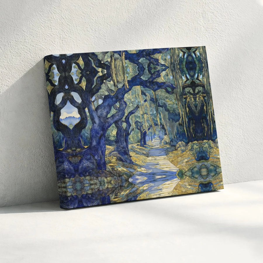 Blue Oak Tree Forest Canvas Print | Surreal Nature Landscape Wall Art | Gallery Wrapped 1.25" Profile | Premium Modern Home Decor Gift