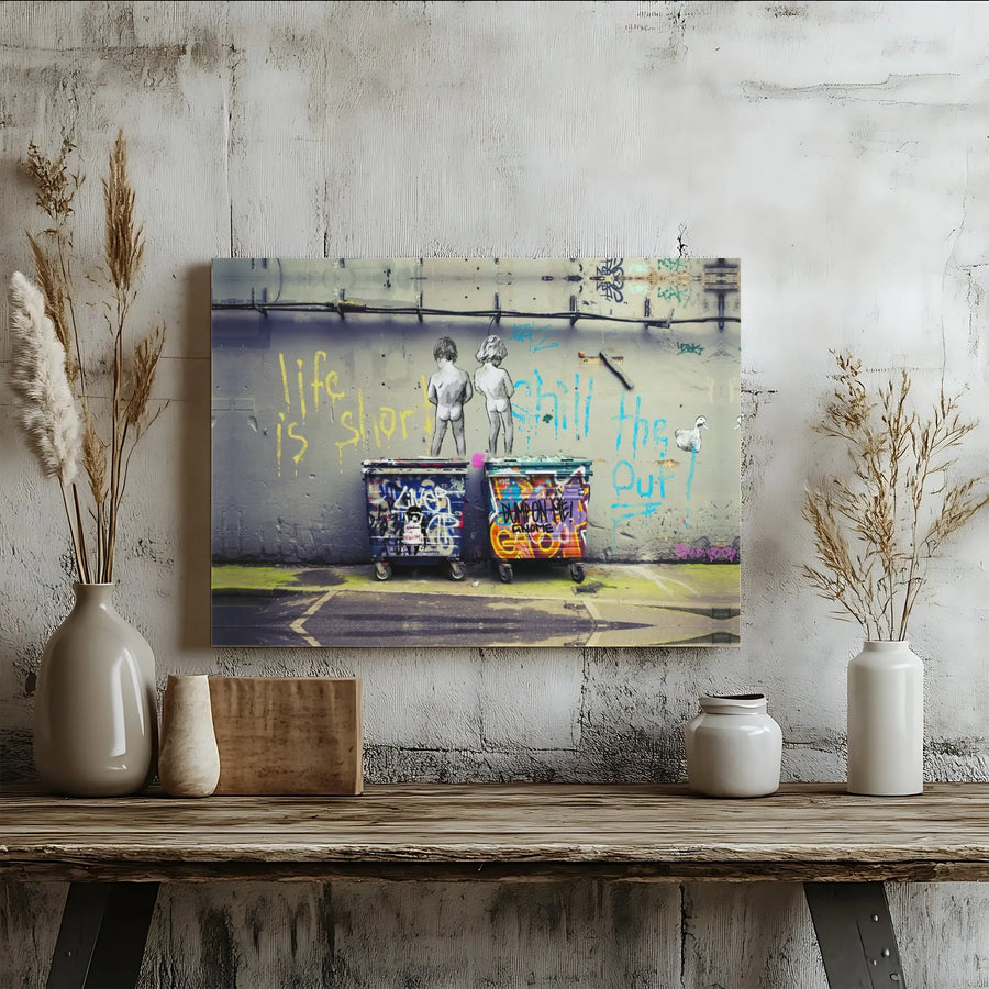 Street Art Canvas Print | Life Is Short Chill The Duck Out Graffiti Wall Art | Premium Gallery Wrapped 1.25" Profile | Urban Home Decor Gift