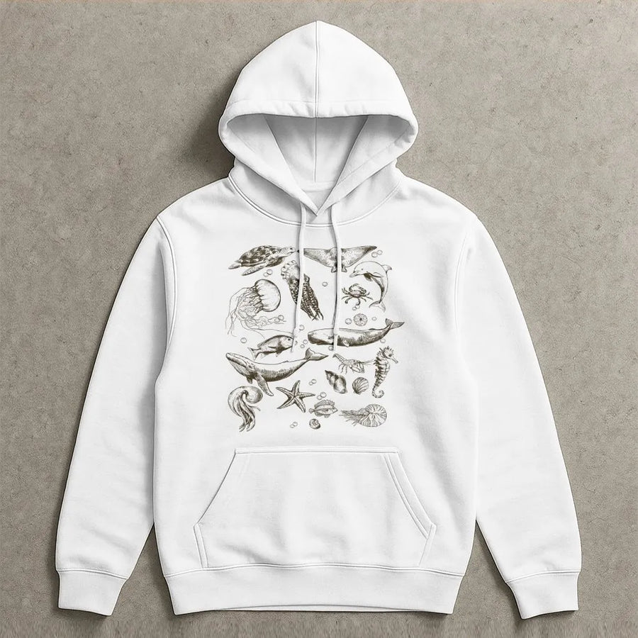 Vintage Ocean Life Hoodie | Y2K Marine Biology Graphic | Premium Comfort Colors Cotton | Gift for Ocean Lover, Summer Beach Tee