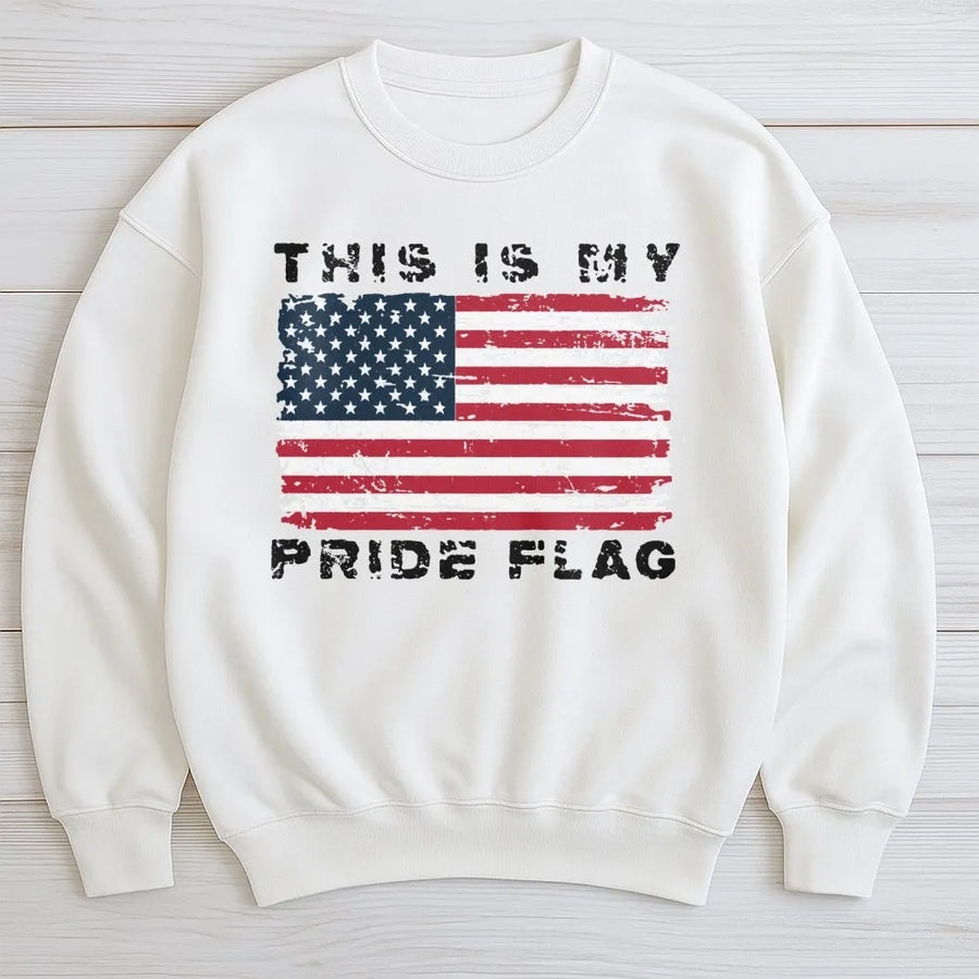 American Flag Sweatshirt | This Is My Pride Flag Vintage Graphic | Premium Cotton Blend | Patriotic Gift For Men And Women