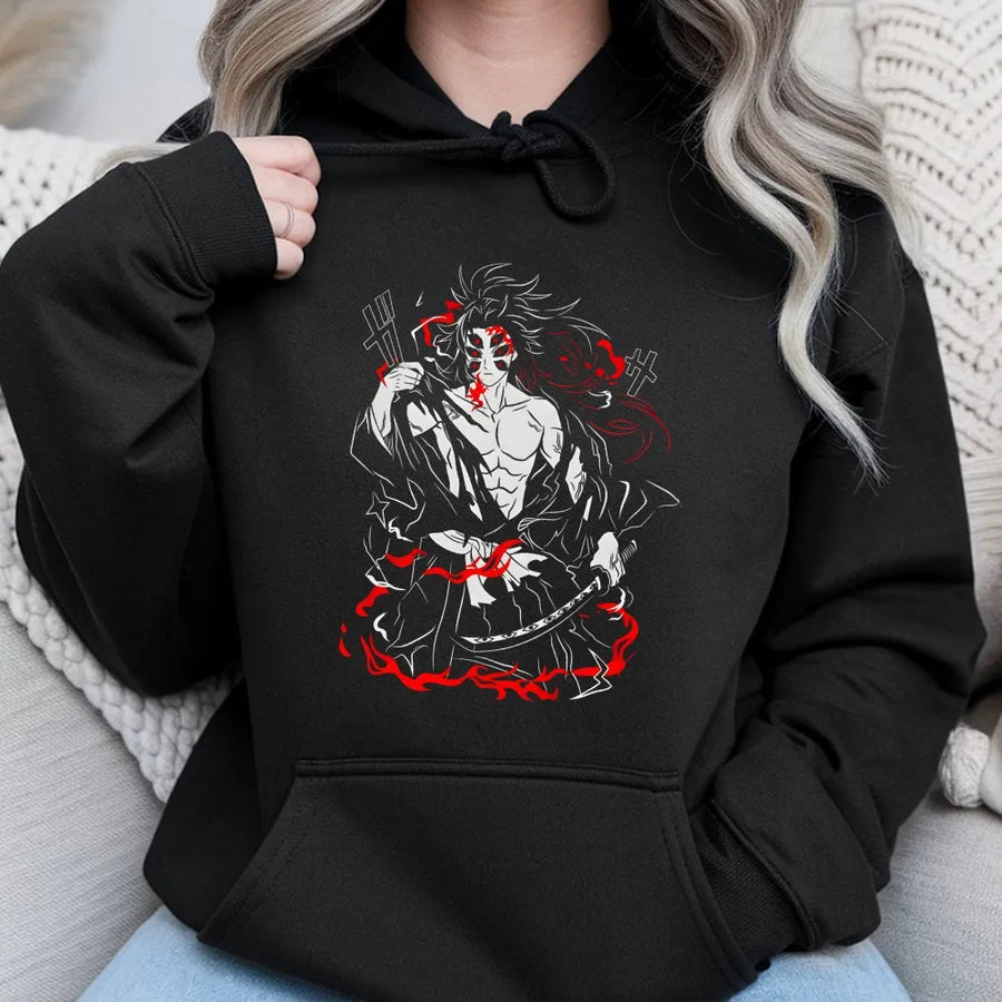 Japanese Anime Samurai Hoodie | Dark Fantasy Warrior Graphic | Premium Cotton Blend Sweatshirt | Unique Gift for Anime Fans and Otaku