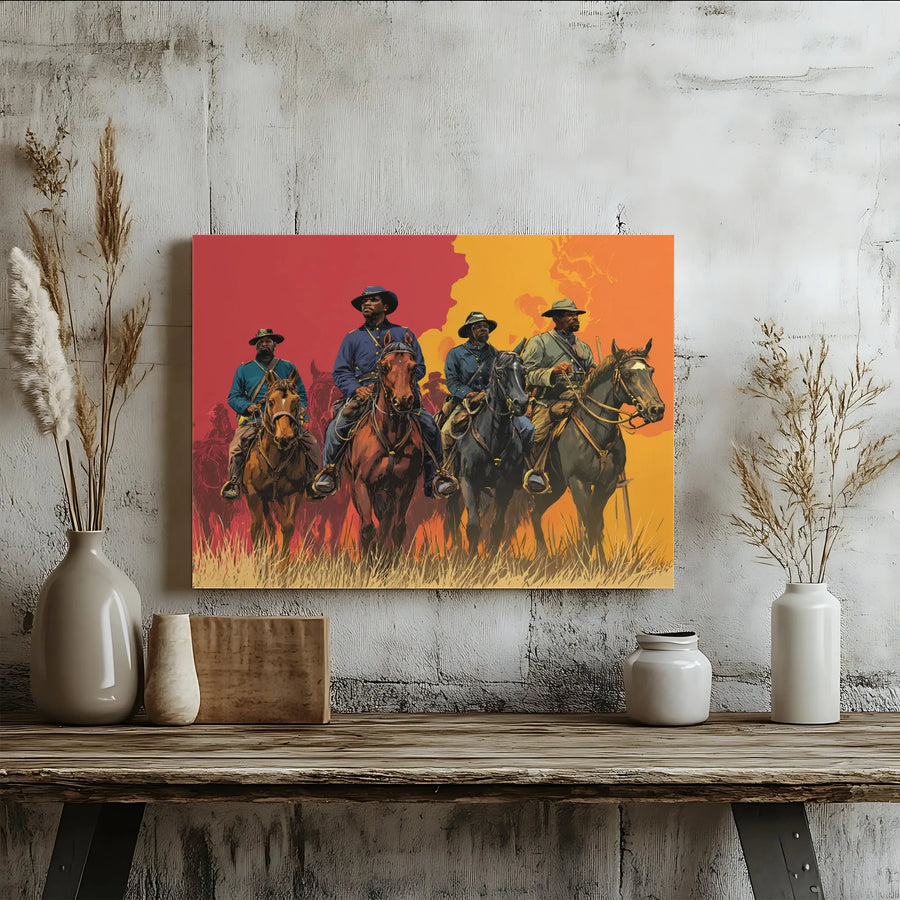 Buffalo Soldiers Canvas Wall Art | Historic Western Illustration | Premium Gallery Wrap Canvas | Black History Month Collector's Gift