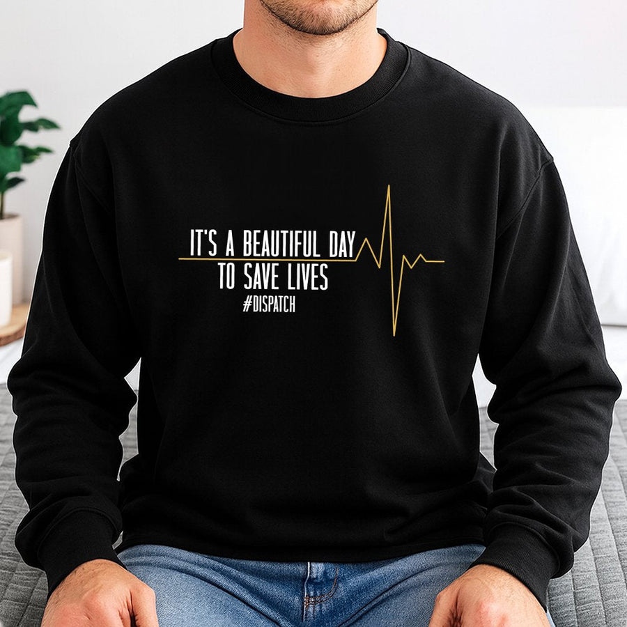 Dispatcher Sweatshirt | EKG Heartbeat Graphic Design | Premium Cotton Blend | Gift for 911 Emergency Operator & First Responder