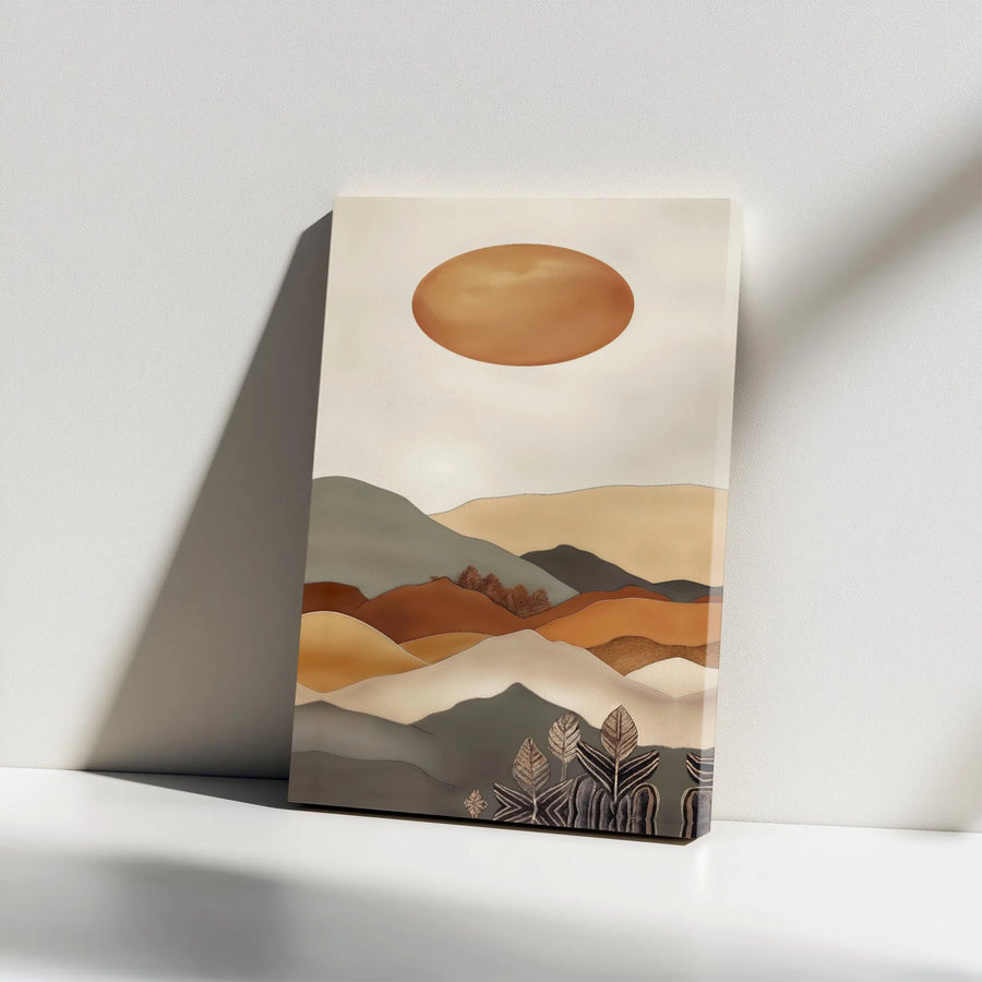 Abstract Mountain Wall Art | Minimalist Earth Tone Landscape Print | Premium Gallery Canvas | Modern Living Room Decor Gift