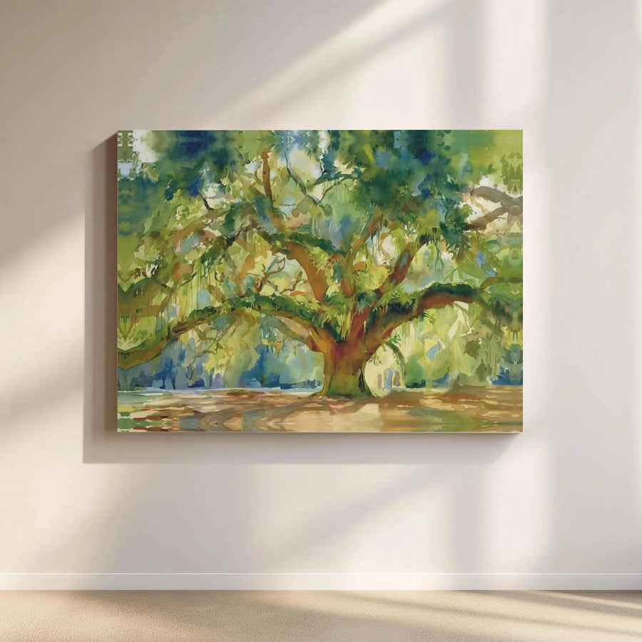 Live Oak Tree Wall Art | Watercolor Southern Landscape Print | Premium 1.25" Thick Gallery Canvas | Nature Lover Gift