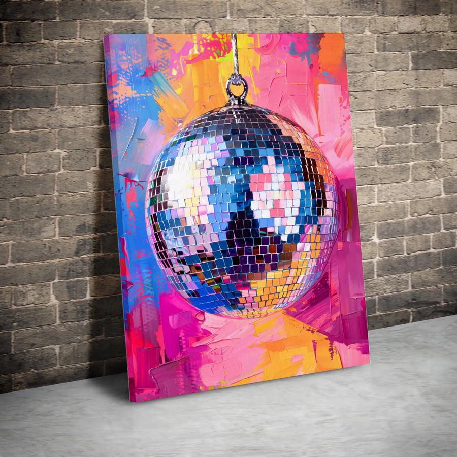 Disco Ball Canvas Wall Art | Colorful Abstract Disco Decor | Premium 1.25-inch Gallery Wrapped Print | Retro Aesthetic Gift for Music Lovers