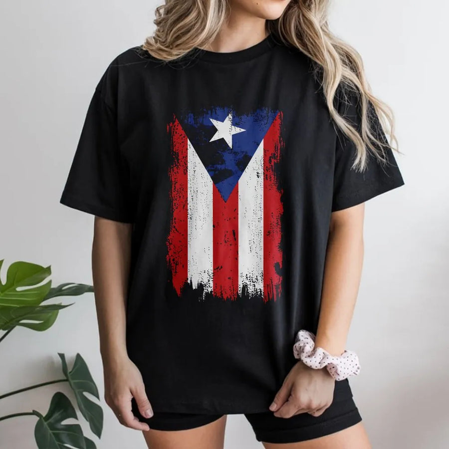 Puerto Rico Flag T-Shirt | Distressed Boricua Pride Graphic | Premium Soft Cotton | Cultural Heritage Gift for Latino Men and Women